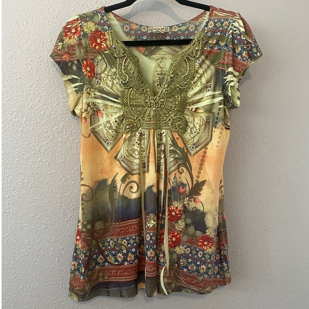 Y2K Boho Top PS‎ Fairycore Forest Fairy Grunge Bohemian Hippie Artsy Festival